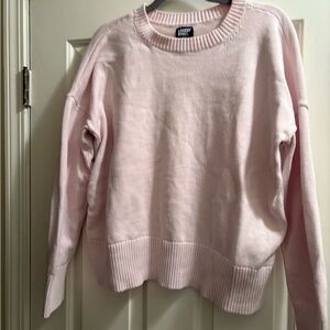Lands' End Pink Crew Neck Sweater with Ribbed Trim